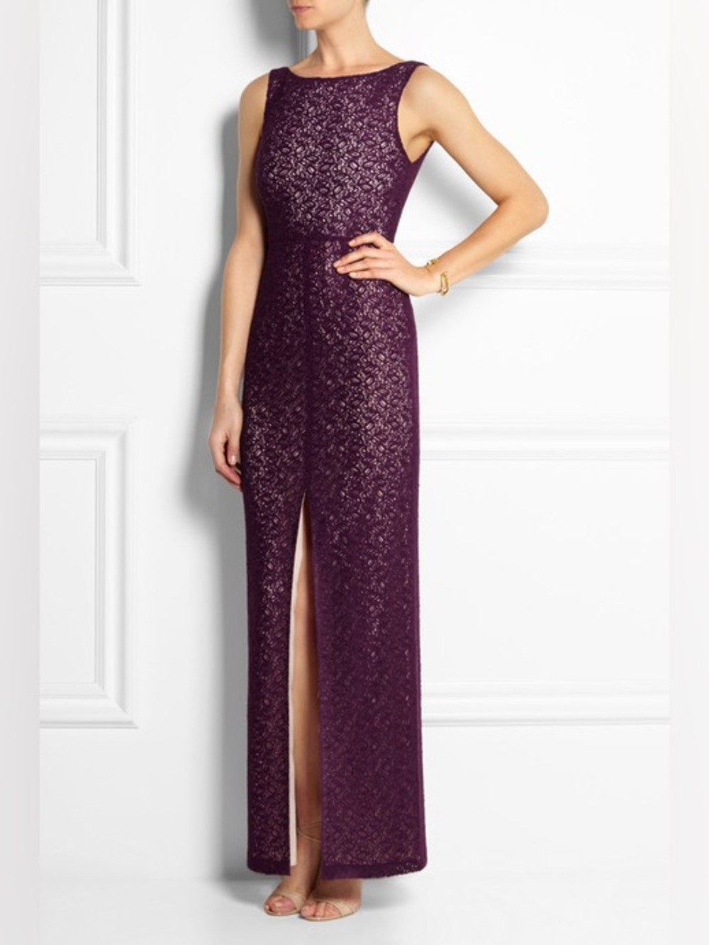 Alice + Olivia Gemma Crocheted Stretch Lace Maxi Dress